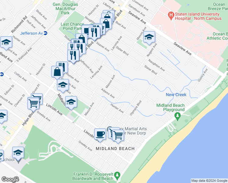 map of restaurants, bars, coffee shops, grocery stores, and more near 420 Jefferson Avenue in Staten Island