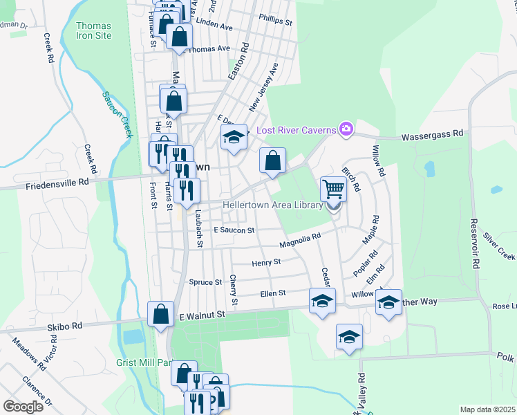 map of restaurants, bars, coffee shops, grocery stores, and more near 539 Rentzheimer Drive in Hellertown