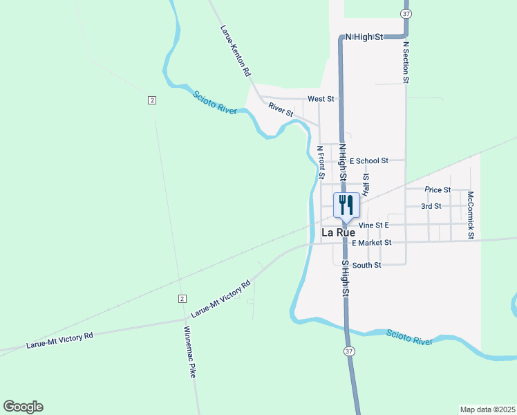 map of restaurants, bars, coffee shops, grocery stores, and more near in La Rue