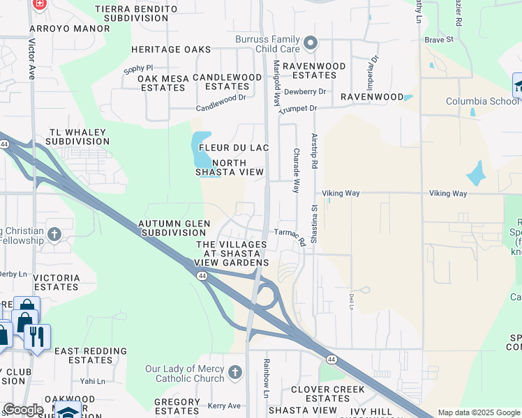 map of restaurants, bars, coffee shops, grocery stores, and more near 1937 Salzburg Trail in Redding