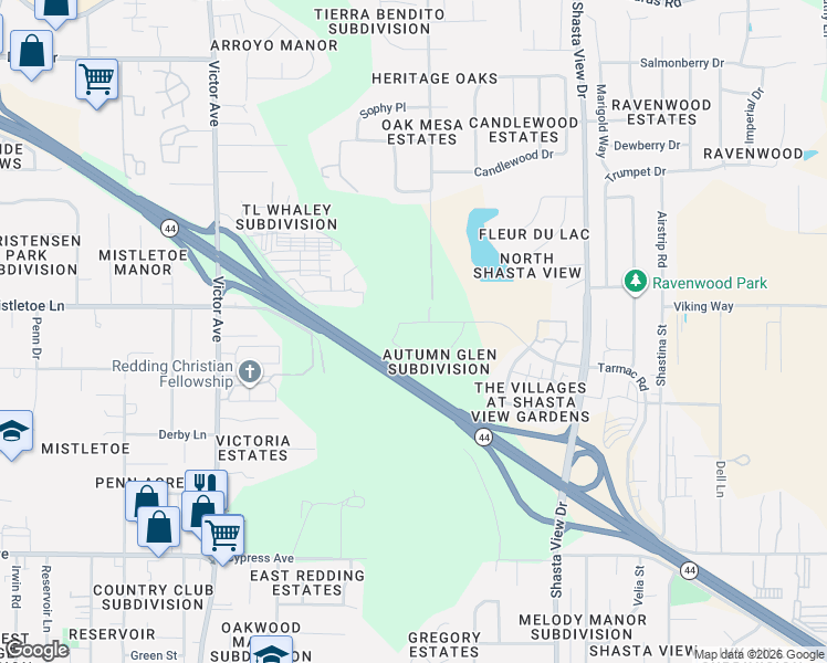 map of restaurants, bars, coffee shops, grocery stores, and more near 1966 Tarmac Rd in Redding