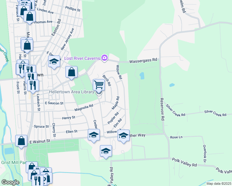 map of restaurants, bars, coffee shops, grocery stores, and more near 438 Maple Road in Hellertown