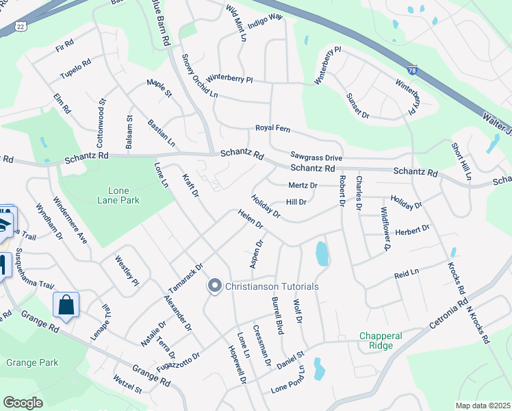map of restaurants, bars, coffee shops, grocery stores, and more near 5910 Holiday Drive in Allentown