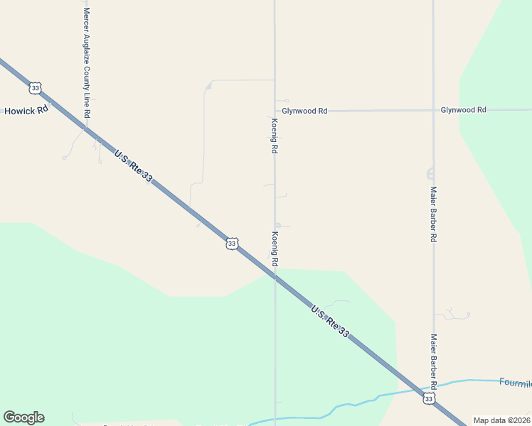 map of restaurants, bars, coffee shops, grocery stores, and more near 15677 Koenig Road in St. Marys