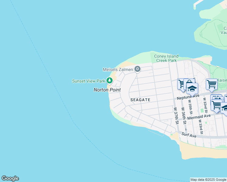 map of restaurants, bars, coffee shops, grocery stores, and more near 4919 Beach 49th Street in Brooklyn