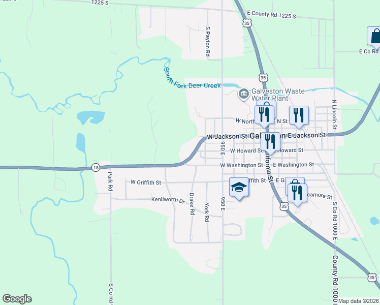 map of restaurants, bars, coffee shops, grocery stores, and more near 500 West Jackson Street in Galveston