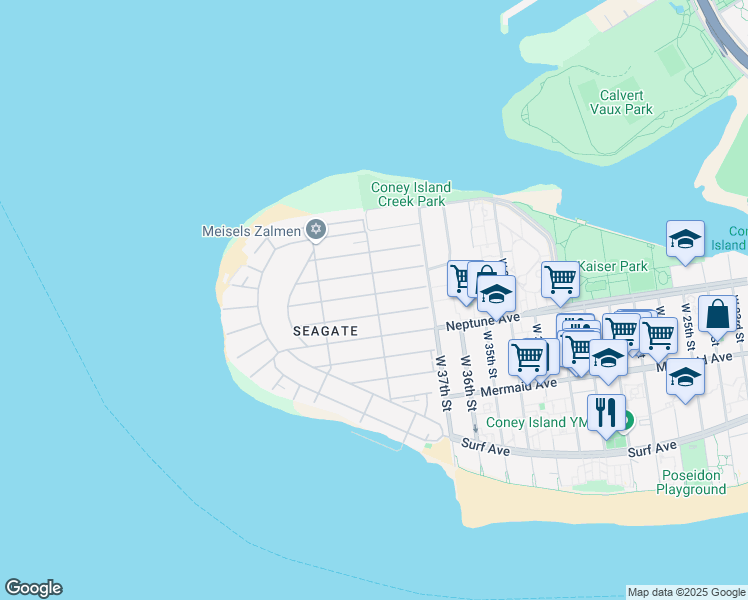 map of restaurants, bars, coffee shops, grocery stores, and more near 3766 Laurel Avenue in Brooklyn