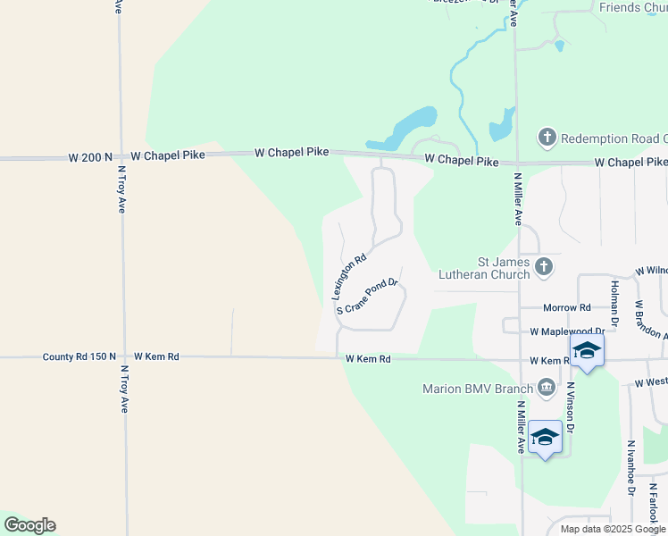 map of restaurants, bars, coffee shops, grocery stores, and more near 1389 North Lexington Road in Marion
