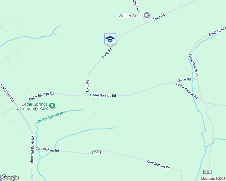 map of restaurants, bars, coffee shops, grocery stores, and more near 2365 Cedar Springs Road in Mifflintown