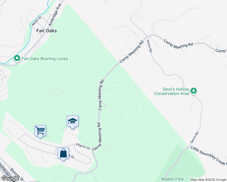 map of restaurants, bars, coffee shops, grocery stores, and more near 105 Woodham Road in Sewickley