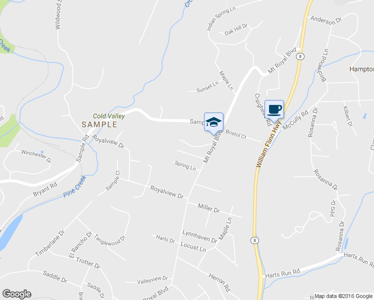 map of restaurants, bars, coffee shops, grocery stores, and more near 2620 Carriage House Dr in Hampton Township