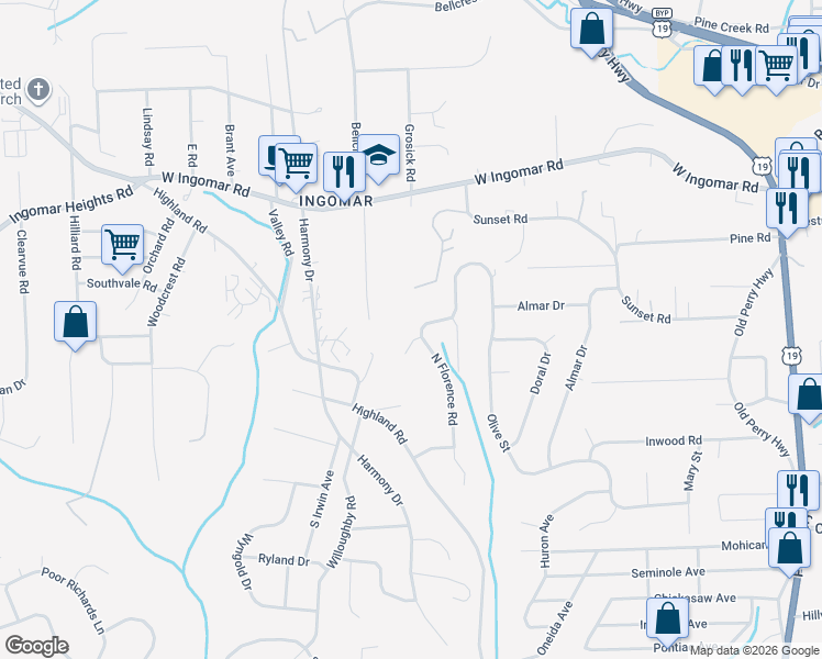 map of restaurants, bars, coffee shops, grocery stores, and more near 540 Pebblewood Ct in Pittsburgh