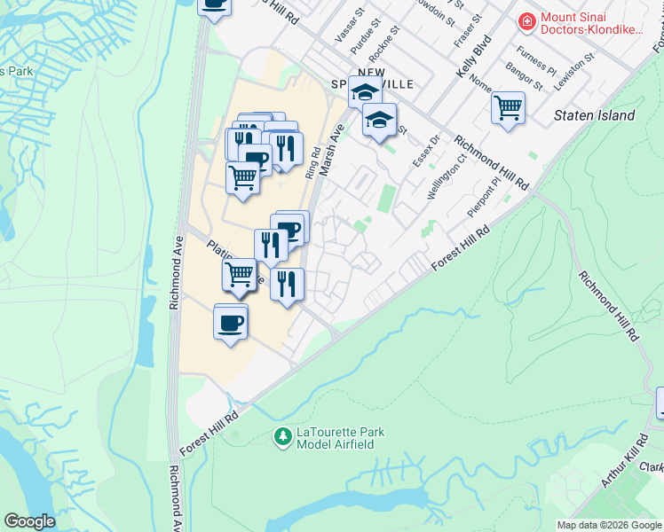 map of restaurants, bars, coffee shops, grocery stores, and more near 10 Windham Loop in Staten Island
