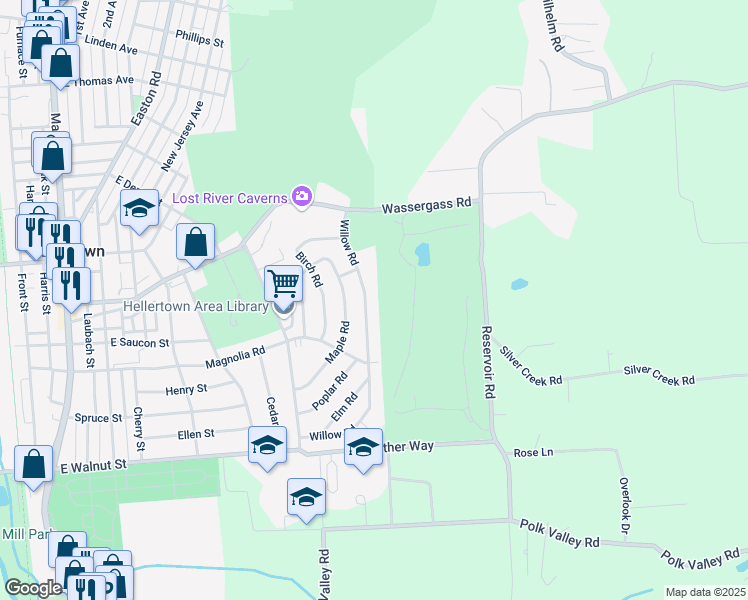 map of restaurants, bars, coffee shops, grocery stores, and more near 469 Willow Road in Hellertown