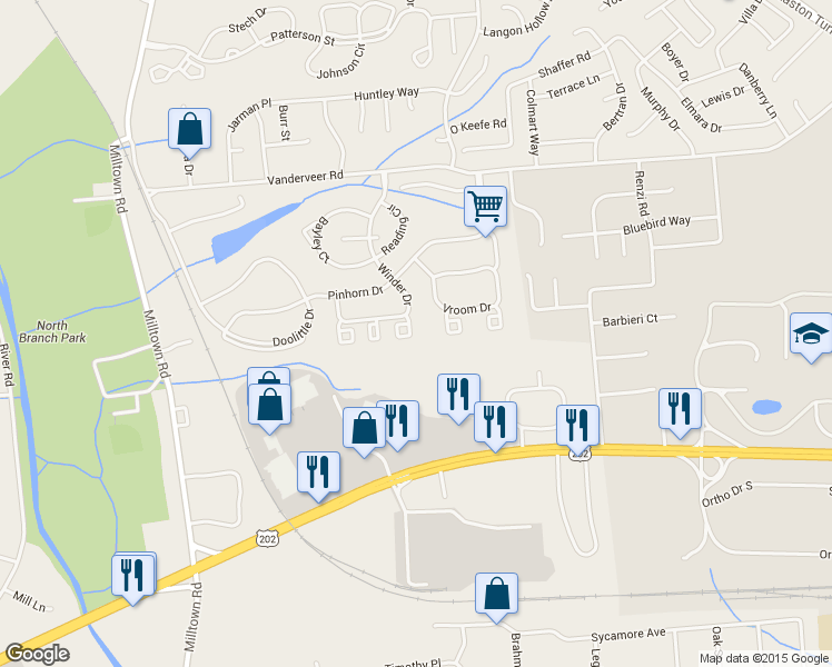 map of restaurants, bars, coffee shops, grocery stores, and more near 3513 Holman Court in Bridgewater Township