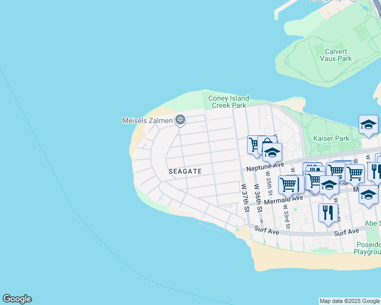 map of restaurants, bars, coffee shops, grocery stores, and more near 3829 Laurel Avenue in Brooklyn