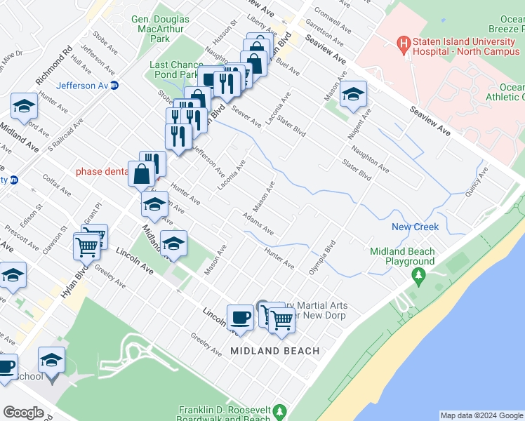 map of restaurants, bars, coffee shops, grocery stores, and more near 420 Jefferson Avenue in Staten Island