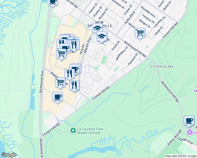 map of restaurants, bars, coffee shops, grocery stores, and more near 61 Canon Drive in Staten Island
