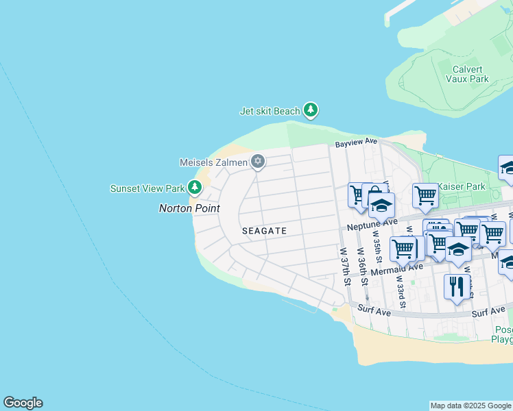 map of restaurants, bars, coffee shops, grocery stores, and more near 4212 Highland Avenue in Brooklyn