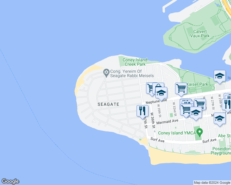 map of restaurants, bars, coffee shops, grocery stores, and more near 3829 Laurel Avenue in Brooklyn