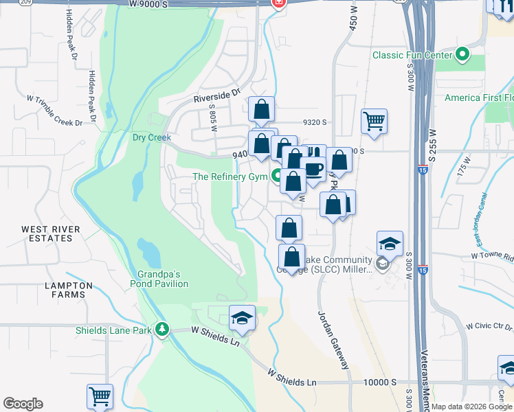 map of restaurants, bars, coffee shops, grocery stores, and more near 699 Villa Bluff Drive in Sandy