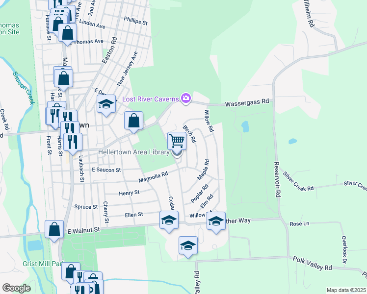 map of restaurants, bars, coffee shops, grocery stores, and more near 450 Locust Road in Hellertown