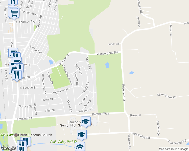 map of restaurants, bars, coffee shops, grocery stores, and more near 475 Willow Road in Hellertown