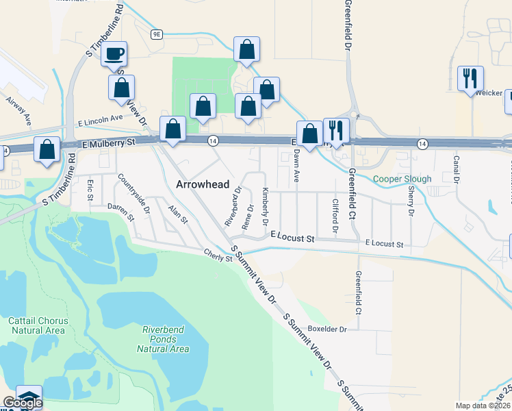 map of restaurants, bars, coffee shops, grocery stores, and more near 712 Rene Drive in Fort Collins