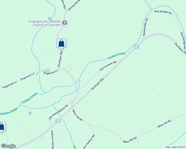 map of restaurants, bars, coffee shops, grocery stores, and more near 245 Old Furnace Road in Riegelsville
