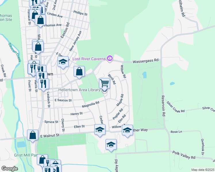 map of restaurants, bars, coffee shops, grocery stores, and more near 456 Locust Road in Hellertown