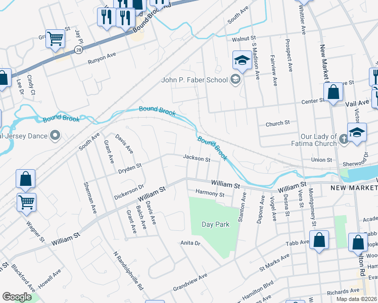 map of restaurants, bars, coffee shops, grocery stores, and more near 22 Parkside Avenue in Piscataway