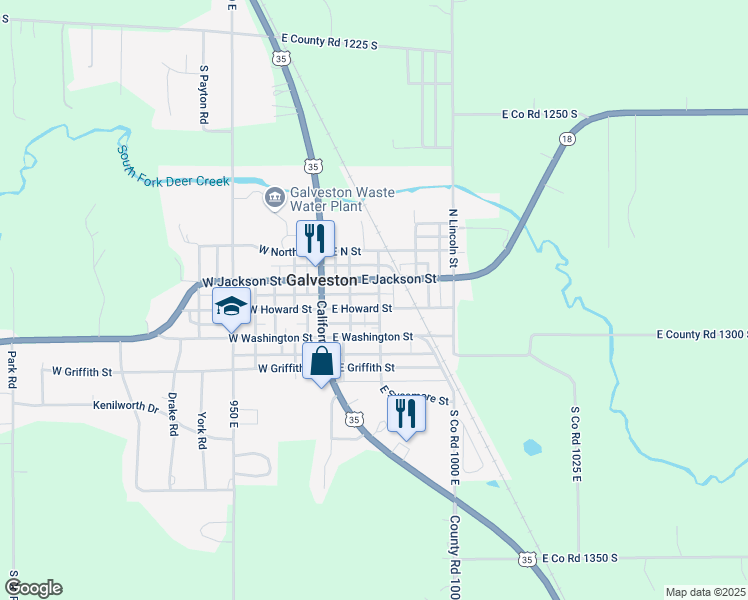 map of restaurants, bars, coffee shops, grocery stores, and more near 212 West Howard Street in Galveston
