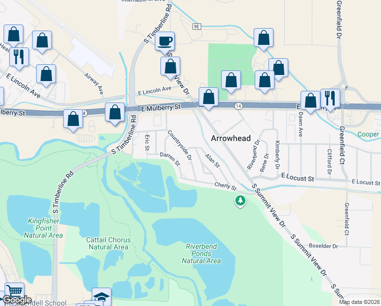 map of restaurants, bars, coffee shops, grocery stores, and more near 700 Darren Court in Fort Collins