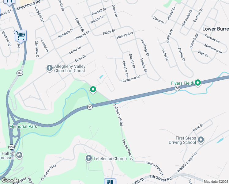 map of restaurants, bars, coffee shops, grocery stores, and more near 607 Melina Drive in Lower Burrell