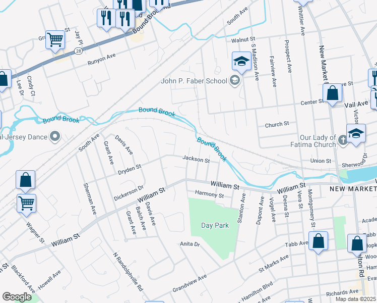 map of restaurants, bars, coffee shops, grocery stores, and more near 18 Parkside Avenue in Piscataway