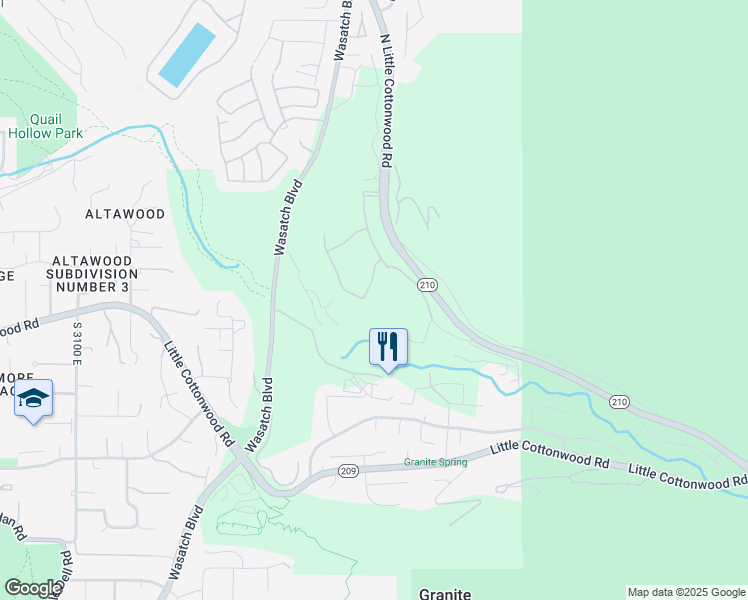map of restaurants, bars, coffee shops, grocery stores, and more near 3626 East Granite Bench Lane in Sandy