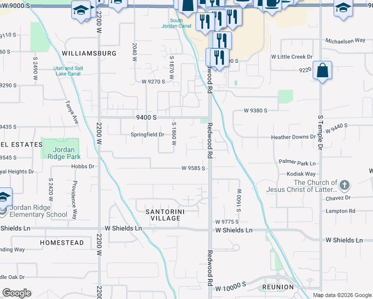 map of restaurants, bars, coffee shops, grocery stores, and more near in Riverton