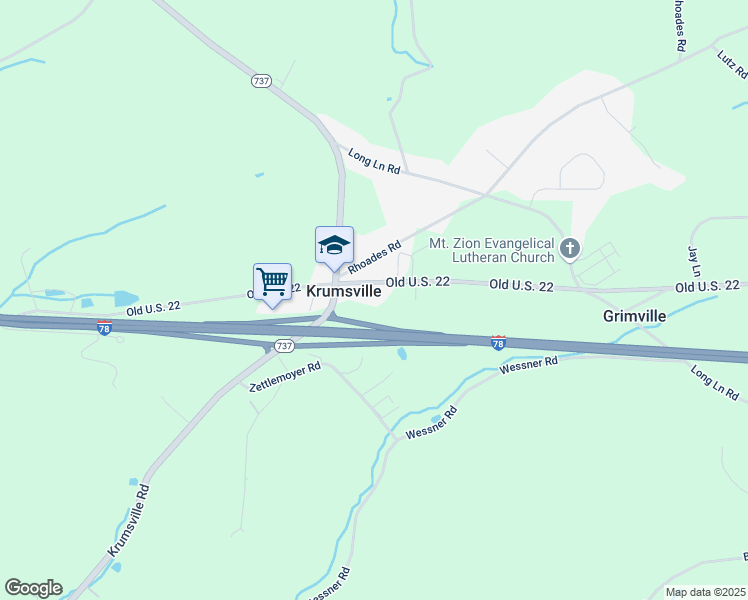 map of restaurants, bars, coffee shops, grocery stores, and more near 572 Old U.S. 22 in Lenhartsville