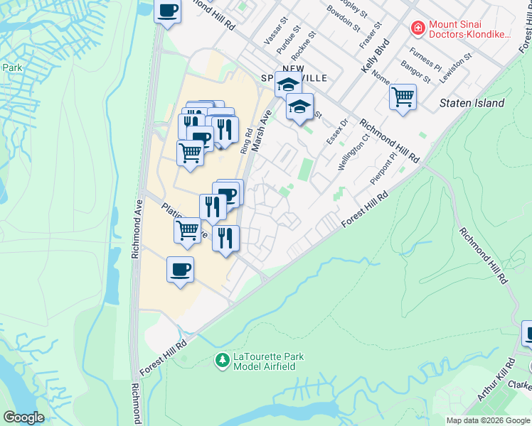 map of restaurants, bars, coffee shops, grocery stores, and more near 91 Windham Loop in Staten Island