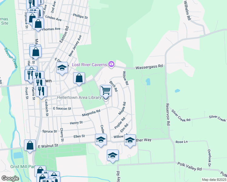 map of restaurants, bars, coffee shops, grocery stores, and more near 468 Birch Road in Hellertown