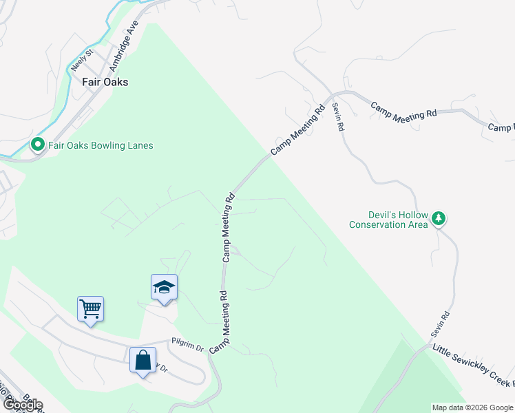 map of restaurants, bars, coffee shops, grocery stores, and more near 105 Woodham Road in Sewickley