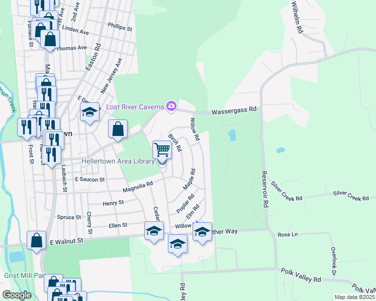 map of restaurants, bars, coffee shops, grocery stores, and more near 457 Maple Road in Hellertown