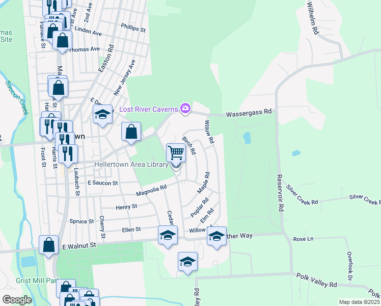 map of restaurants, bars, coffee shops, grocery stores, and more near 468 Birch Road in Hellertown