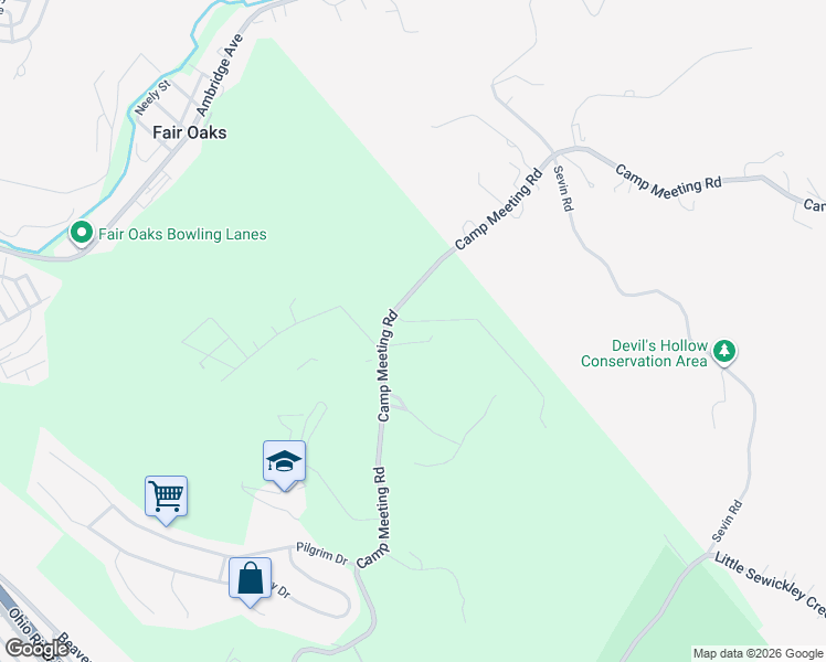 map of restaurants, bars, coffee shops, grocery stores, and more near 502 Camp Meeting Road in Sewickley