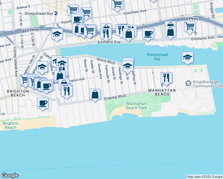 map of restaurants, bars, coffee shops, grocery stores, and more near 186 Girard Street in Brooklyn