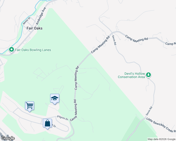 map of restaurants, bars, coffee shops, grocery stores, and more near 105 Woodham Road in Sewickley