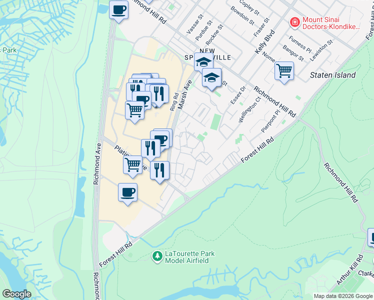 map of restaurants, bars, coffee shops, grocery stores, and more near 91 Windham Loop in Staten Island