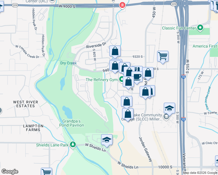 map of restaurants, bars, coffee shops, grocery stores, and more near 699 Villa Bluff Way in Sandy