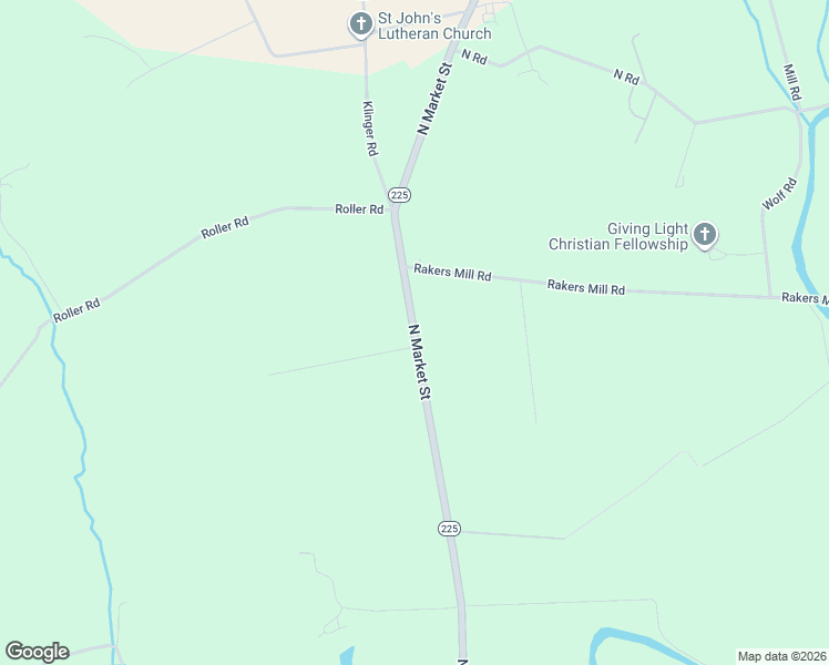 map of restaurants, bars, coffee shops, grocery stores, and more near North Market Street in Elizabethville