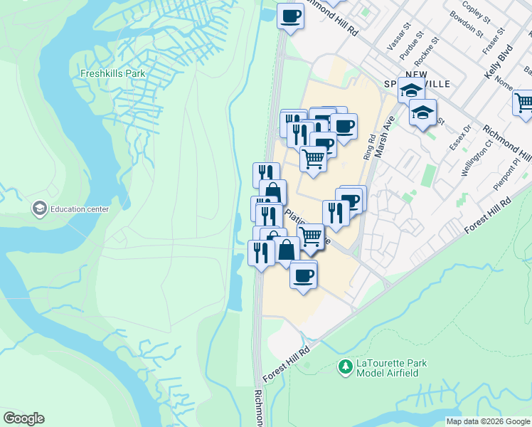map of restaurants, bars, coffee shops, grocery stores, and more near 2795 Richmond Avenue in Staten Island